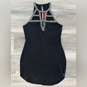 AKIRA Sparkly High Neck Black Dress